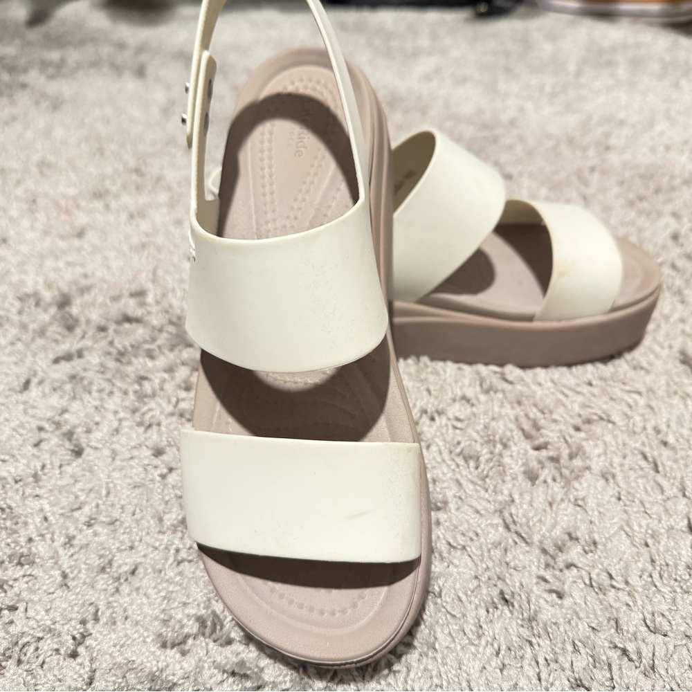 Croc Women’s Cream Two-Band Platform Sandals